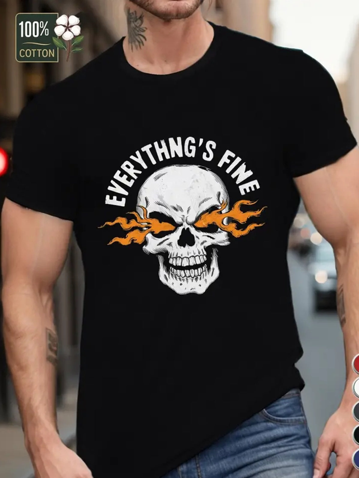 Men's Creative Tops, Casual Short Sleeved Round Neck T-shirts, Summer Outdoor Men's Clothing