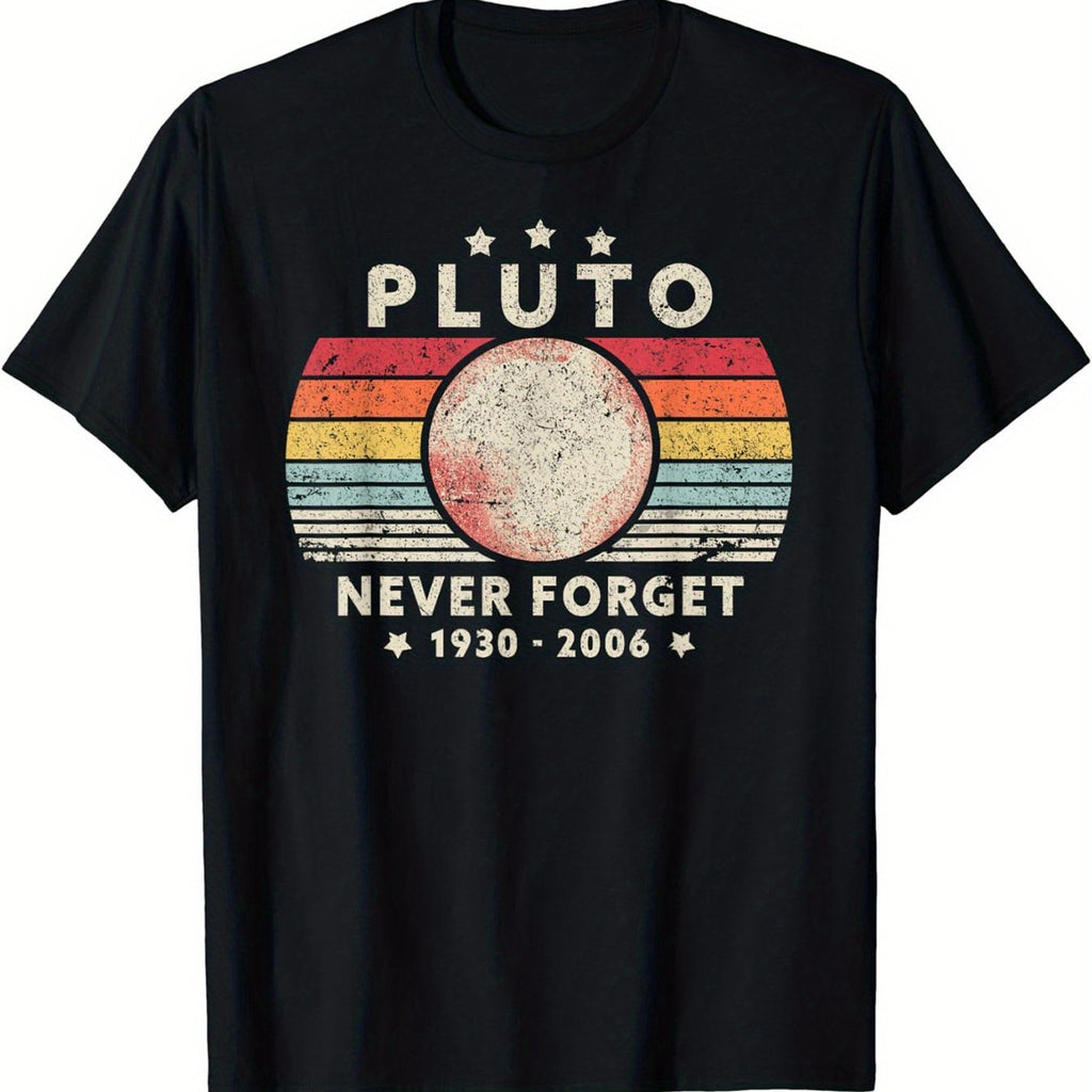 Retro Letter Pattern Men's Casual Short Sleeved Round Neck T-shirt, Summer Outdoor