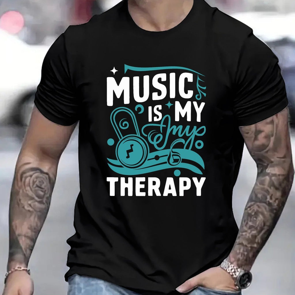 Music Is The Healing Of My Soul, Men's Round Neck Short Sleeved Shirts, Minimalist Style T-shirts That Are Fashionable And Fit Well, Men's Clothing Gifts For Spring And Summer Vacations And Leisure Va