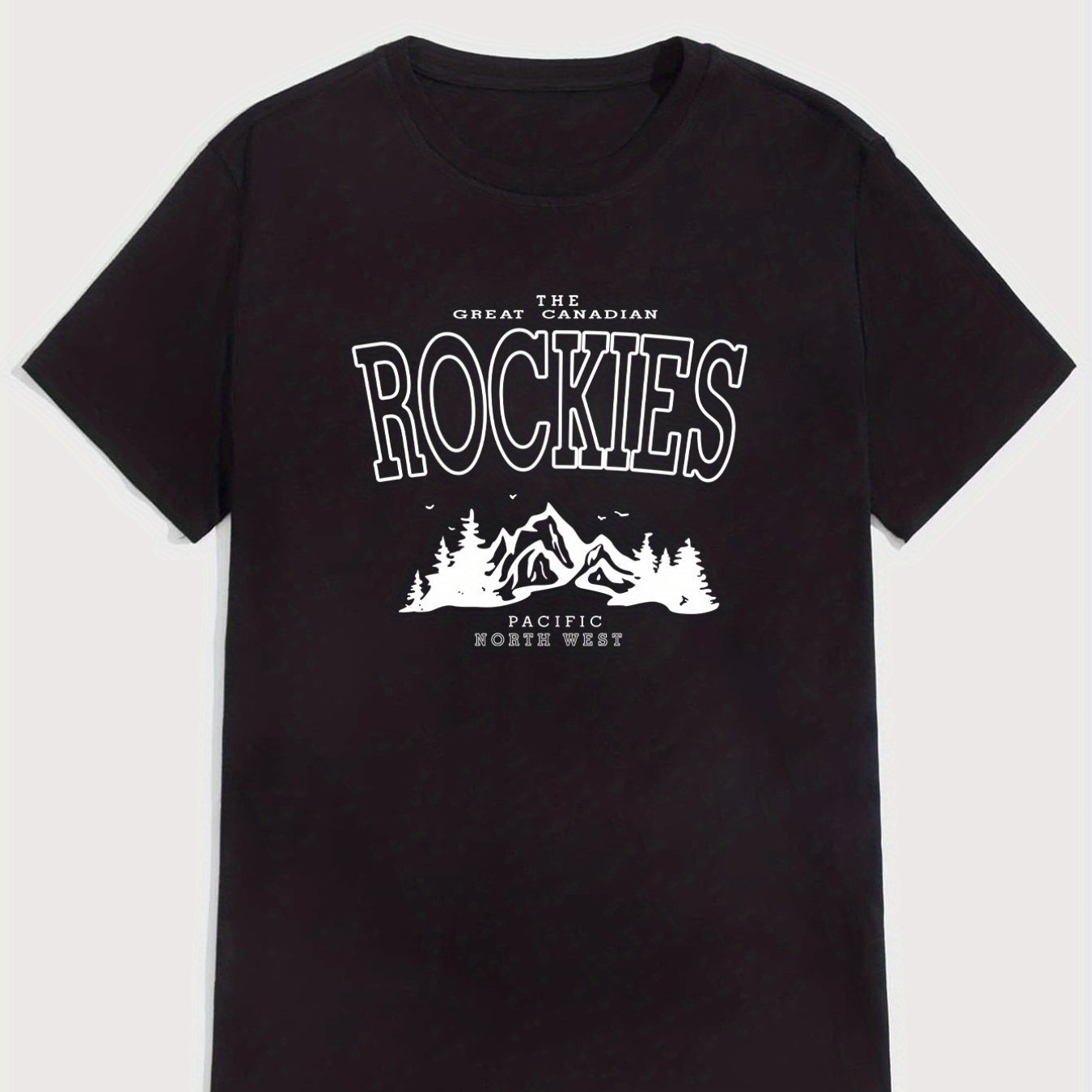Rocky Mountains, Men's Casual Slightly Elastic Round Neck Pattern T-shirt, Summer Men's Clothing