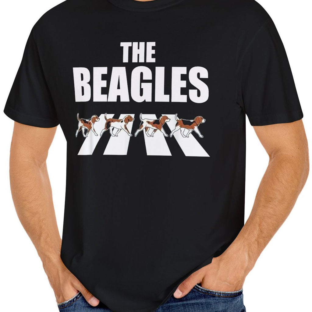 Fancy Beagles Printed Round Neck T-shirt, Fashionable Men's Short Sleeved Top, Men's Summer Comfortable T-shirt