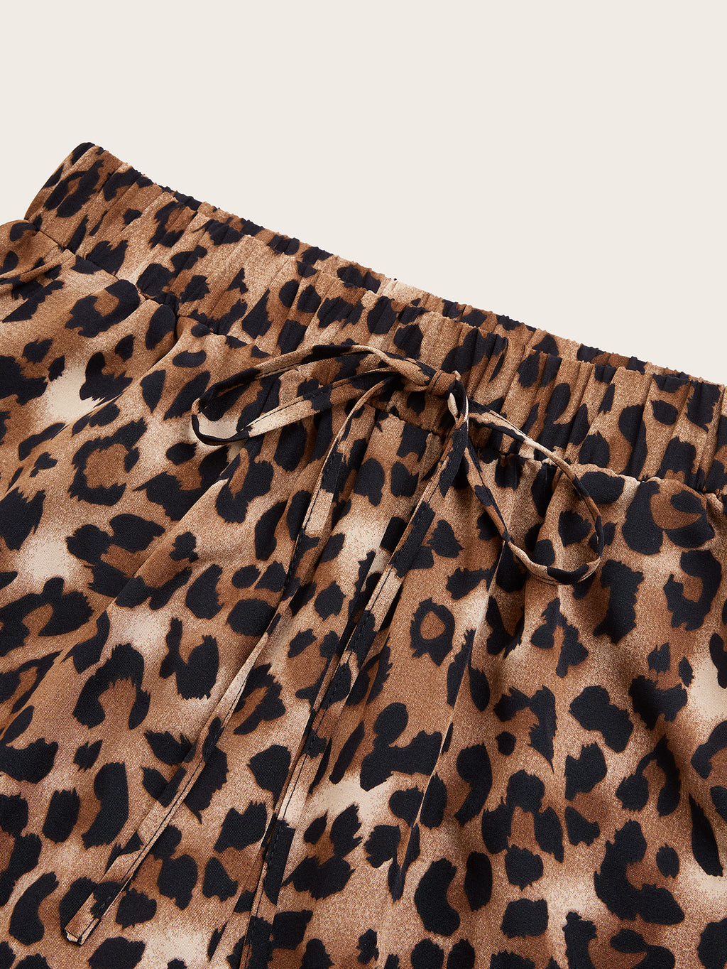 Women's Plus Size Leopard Print Wide Leg Pants - Elastic Waist, Loose Fit Casual Straight Leg Trousers For Spring Summer Fall, Lightweight Polyester Blend, Perfect For Beach Or Outdoor Outings