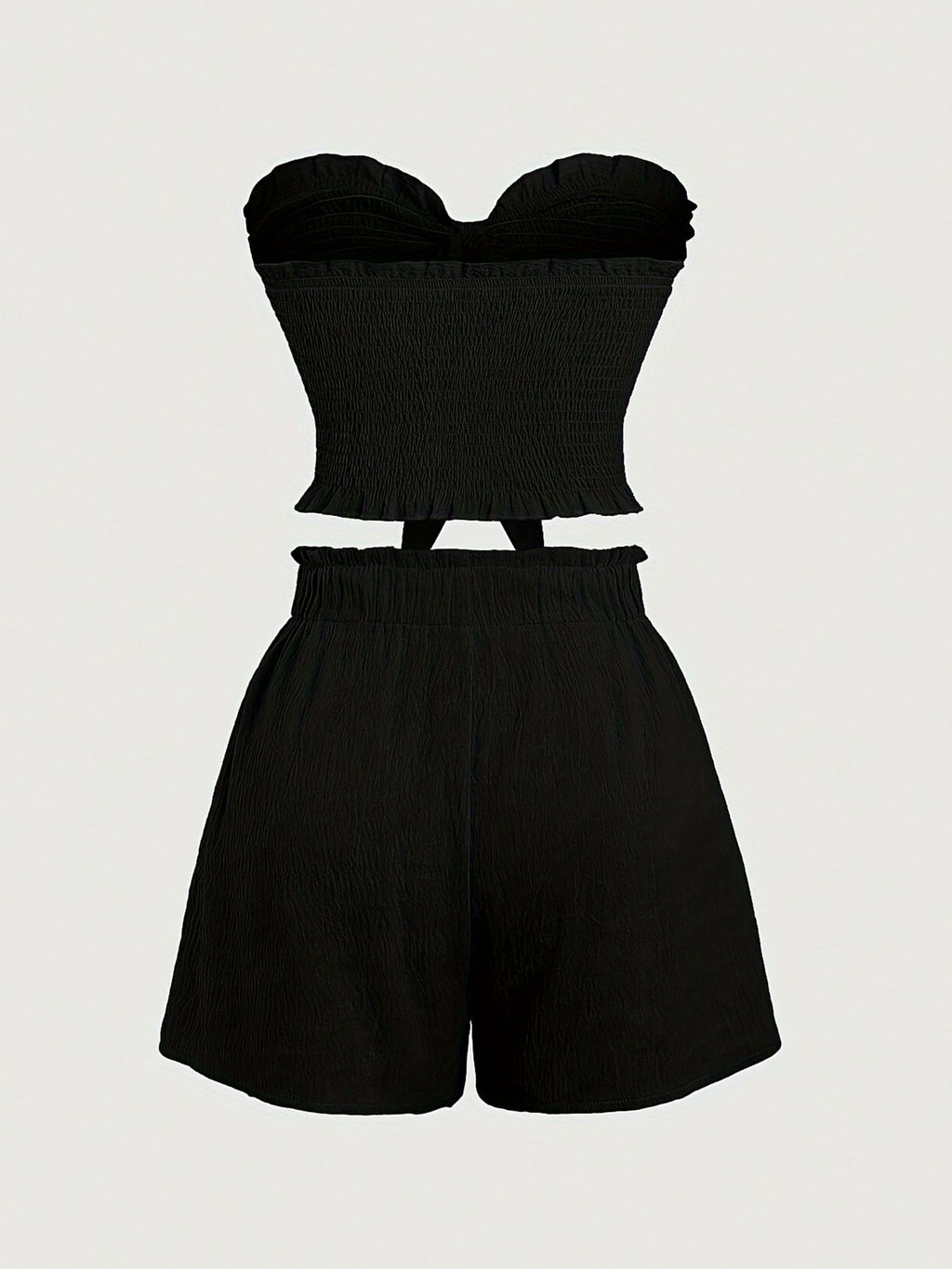 Ladies' Summer Elegant Resort Party Sleeveless Two-Piece Set Sexy Slim-Fit Stretch Wrap Top With Matching Shorts