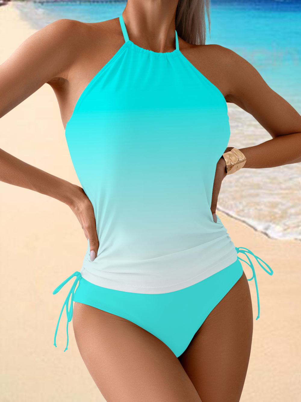 Summer New Split Two-piece Swimsuit Women'S Conservative Skinny Belly Covering Beach Vacation Swimsuit Sexy Bikini Set
