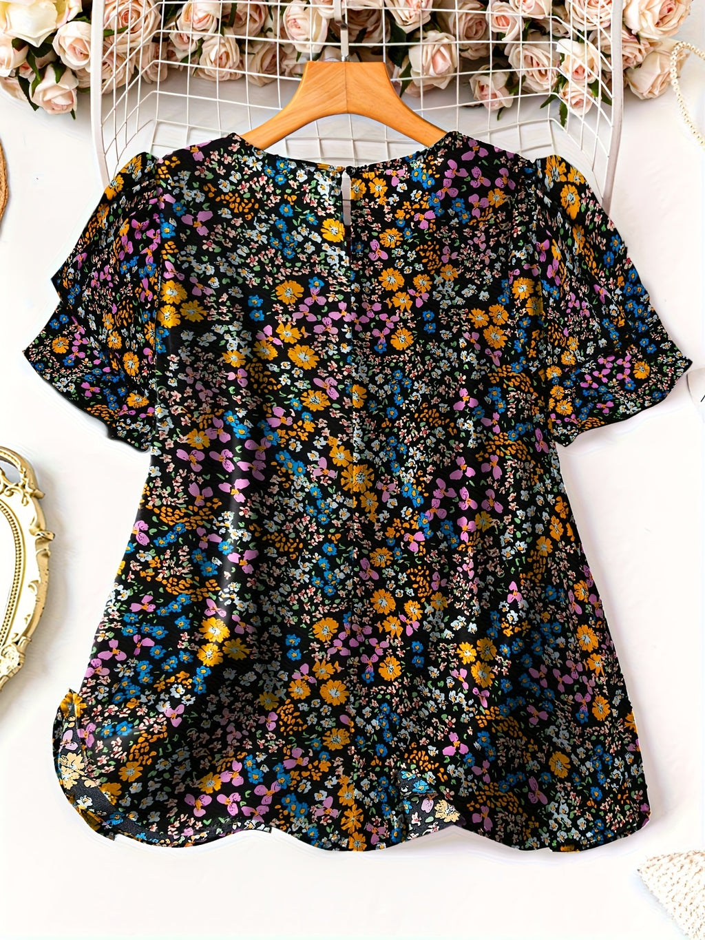 Women's Plus Size Swiss Polka Dot Shirt Summer Round Neck Short Sleeved Outdoor Casual Blouse Top
