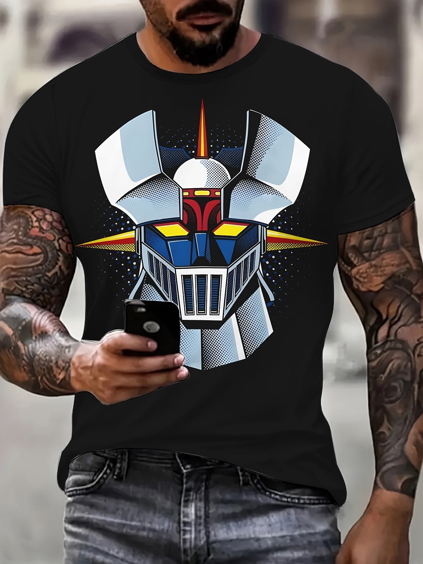 Men's T-shirt, Summer Creative 3D Printing, Round Neck Short Sleeved, Casual Daily Wear, Soft Elastic Fabric