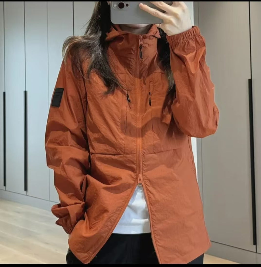 Summer Outdoor Softshell Sun Protection Jacket  Sporty Style, Lightweight & Water-Resistant Breathable, Casual Outdoor Hoodie Thin Design For Hiking & Climbing