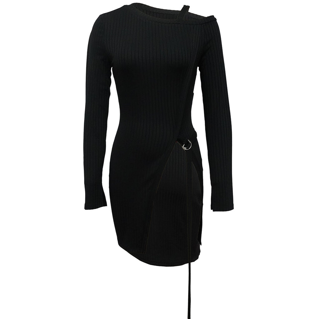 Ladies' Fashion Trend Asymmetrical High Neck Top, Casual Business Versatile, Solid Color Long Sleeved Clothes