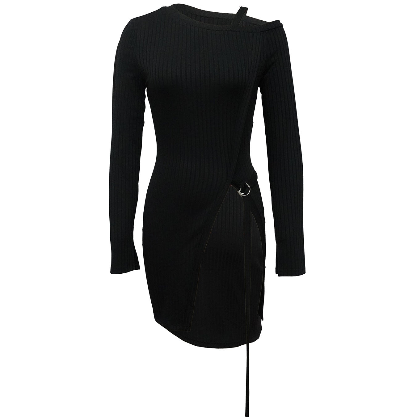 Ladies' Fashion Trend Asymmetrical High Neck Top, Casual Business Versatile, Solid Color Long Sleeved Clothes
