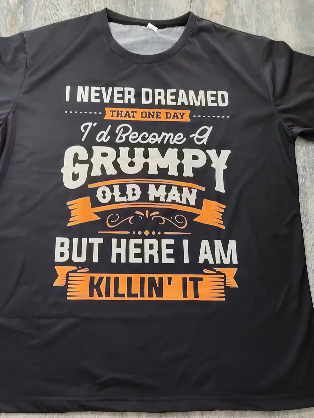 Summer Outdoor Leisure Old Man Letter Print Pattern Elastic Round Neck T-shirt Short Sleeved Fashionable Clothing