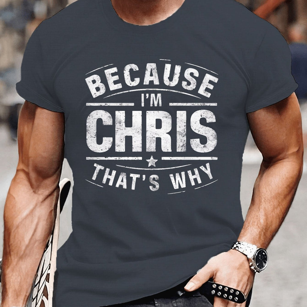 Chris Illustrated Printed Casual Short Sleeved T-shirt, Men's Round Neck Multifunctional Summer Outdoor Top