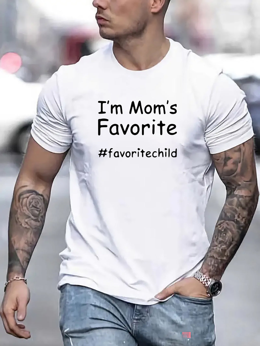 I Am My Mom's Favorite Children's Letter Printed Casual Round Neck Men's Short Sleeved Shirt, Quick Drying Comfortable Casual Summer T-shirt, Suitable For Daily Wear, Exercise And Vacation Destination