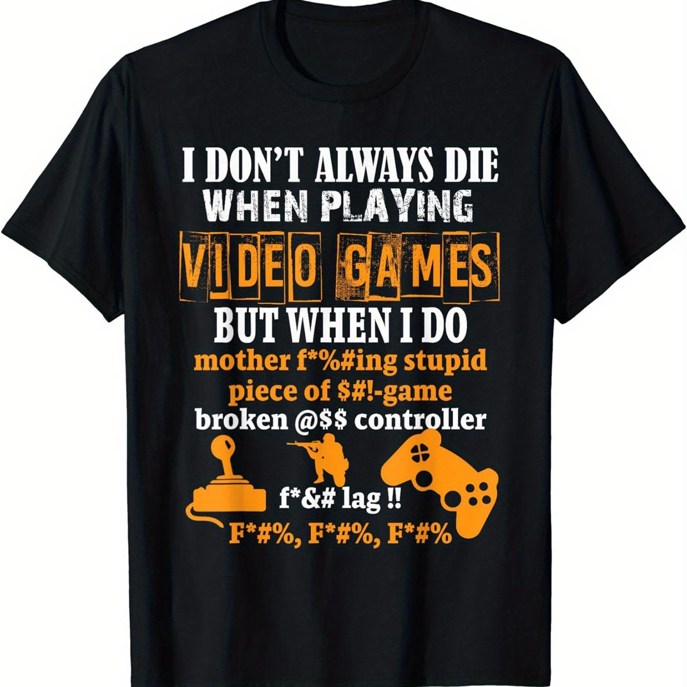 Round Neck Letter And Game Console Printed Men's Fashionable Summer Short Sleeved Sports T-shirt, Comfortable And Versatile