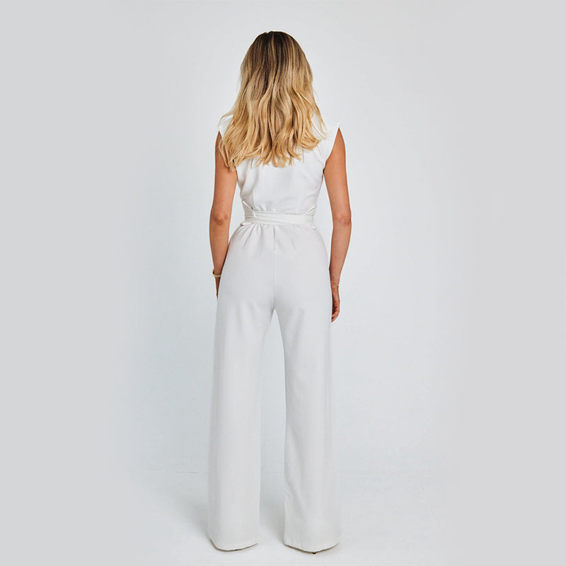 Ladies V-neck Casual Wide Leg Long
