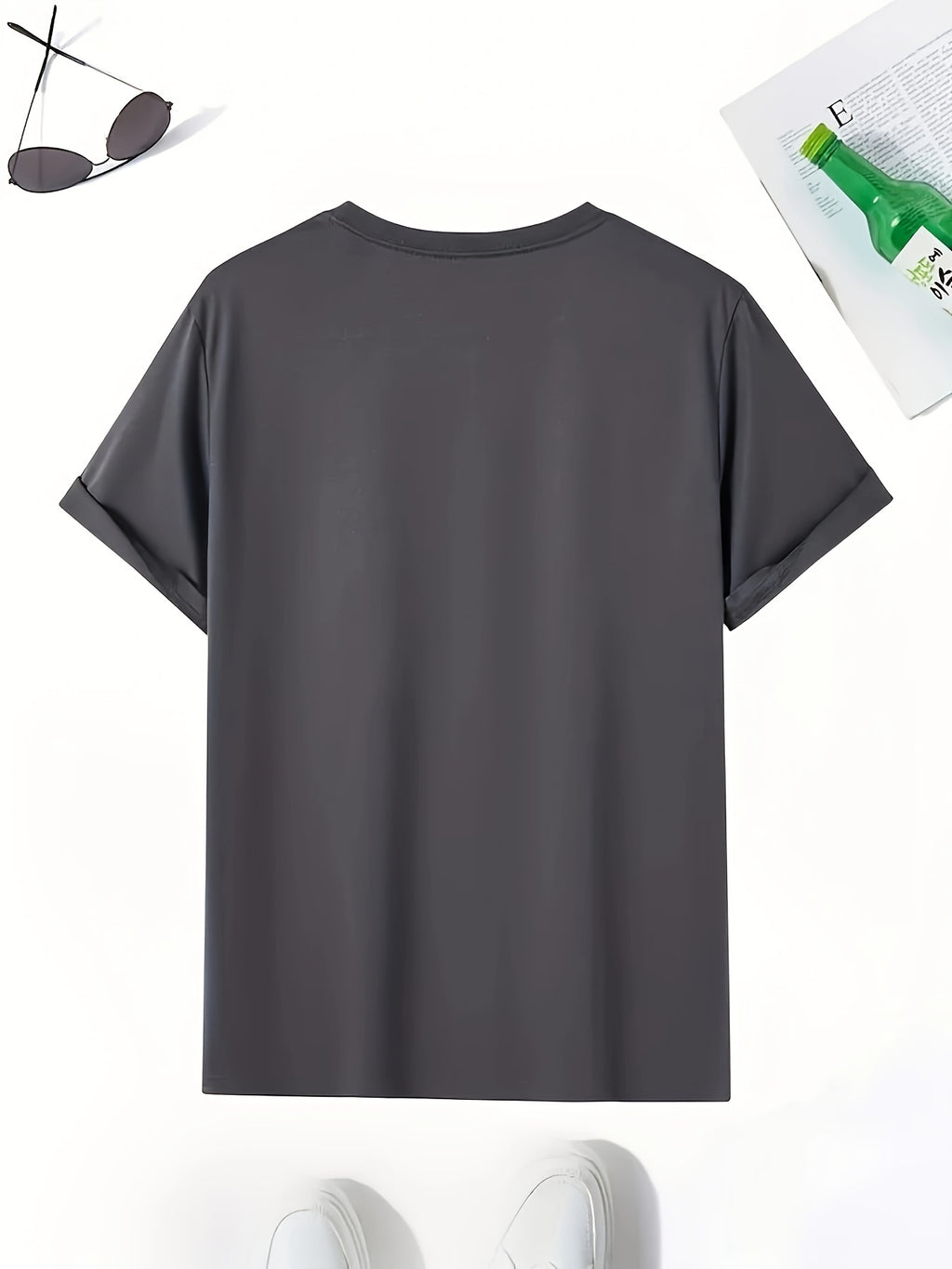 Cartoon Astronaut Pattern T-shirt, Summer Men's Casual Street Style Elastic Round Neck T-shirt