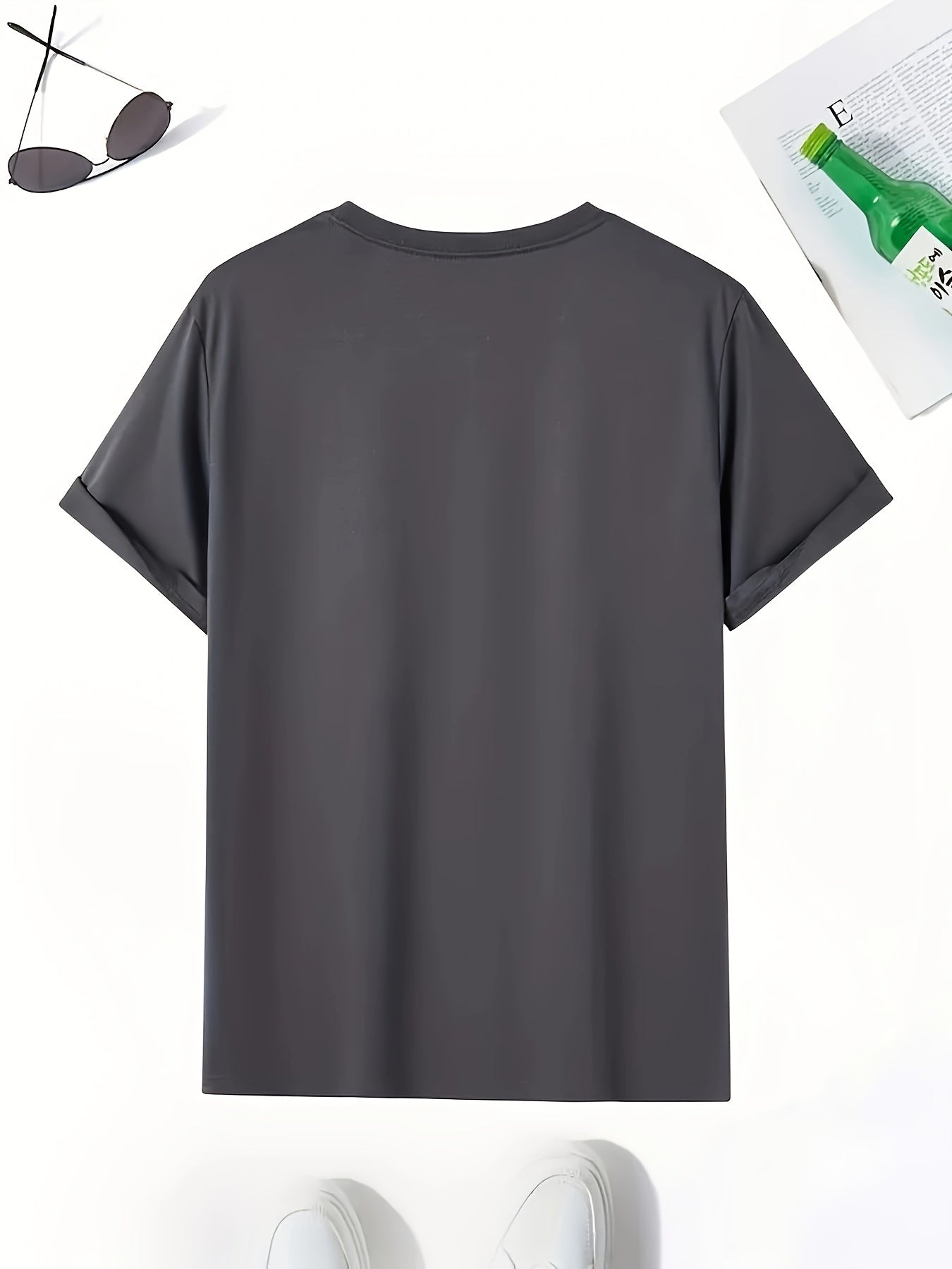 Cartoon Astronaut Pattern T-shirt, Summer Men's Casual Street Style Elastic Round Neck T-shirt