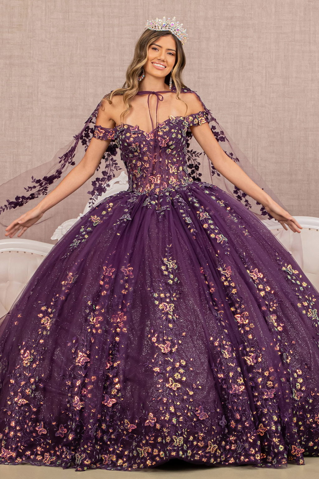 Wedding Butterfly Sheer Bodice Queen Dress